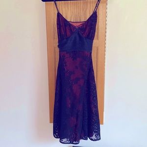 Betsey Johnson Black Lace over Fushia satin
